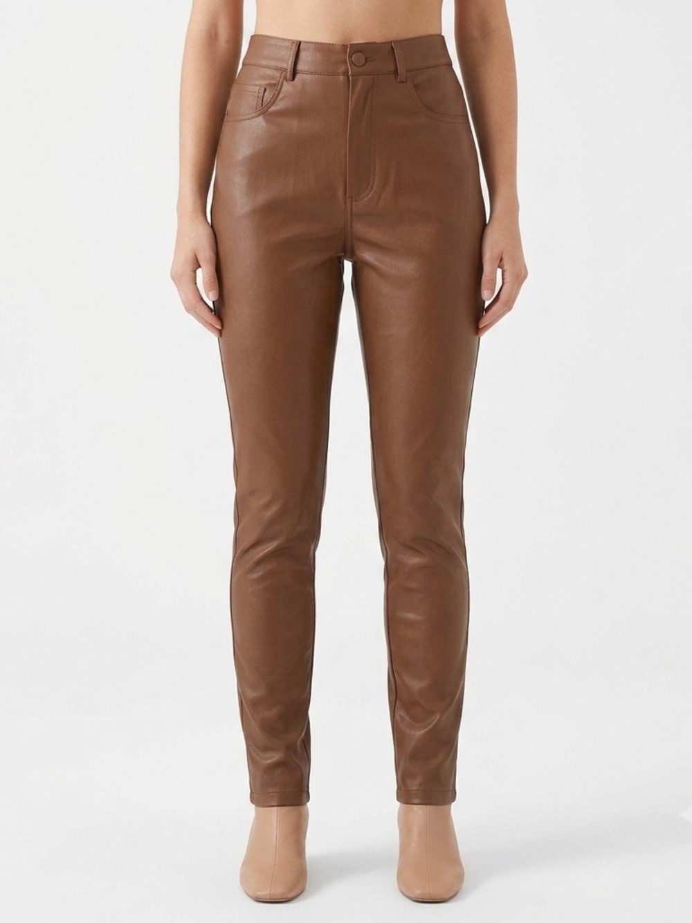 Zara Brown Faux Leather Skinny Pants